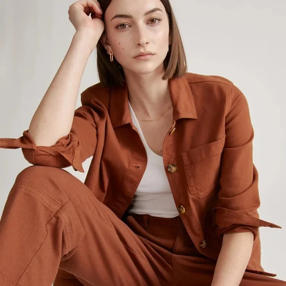 NWT Quince Organic Comfort Stretch Chore Jacket in Rust Size XL - Picture 2 of 11